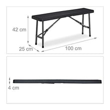 Relaxdays Panchina Pieghevole, Set da 2 Panche da Birreria, Terrazza & Giardino, Plastica, HxLxP: 42 x 100 x 25 cm, Nero