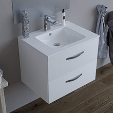 Mobile bagno SOSPESO 60 cm con lavabo in ceramica e specchio con cassetti BIANCO LINDA 8260