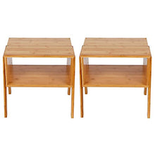 2 Pezzi Comodino Camera da Letto, Comodini Mobile Contenitore Mobile Contenitore in Bambù, Impilabile, Combinazione Libera, 40x29x42cm