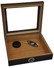 Humidor nero Umidificatore per 25 sigari Autoregulatore copercio in vetro