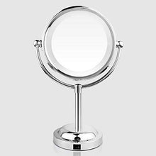 MGEU Specchi per Trucco,in Piedi 6 Pollici A LED A Doppia Faccia Desktop 1X, Ingrandimento Hotel 3X con Batteria Specchietti da Tavolo A Specchio Rotante USB Vanity