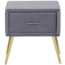 Comodino velluto grigio e oro con cassetto Flayat