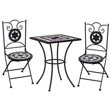 FAMIROSA Set Bistrò 3 pz con Mosaico in Ceramica Nero e Bianco