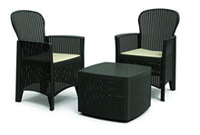 Dmora Set da Giardino con Cuscini, 2 poltrone e 1 tavolino Contenitore da Esterno, Made in Italy, Color Antracite