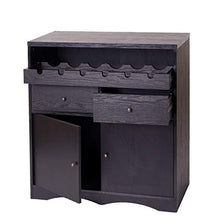 Portabottiglie Mobile per Vini HWC-F65 40x80x89cm Legno MDF Rovere Nero