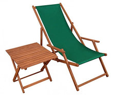 Sedia a Sdraio Verde da Giardino,Spiaggia con braccioli e tavolino in Faggio 10-304T
