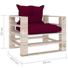 vidaXL Divano da Giardino Pallet Cuscini Rosso Vino in Legno di Pino