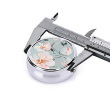 Contenitore rotondo per pillole con motivo floreale e peonia, con 3 scomparti, in metallo, per medicina e vitamine, per viaggi all'aperto