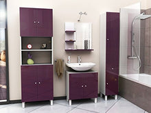 Berlioz Creations Mobile da Bagno a Specchio, Colore: Melanzana, Altro, 60 x 16 x 60 cm