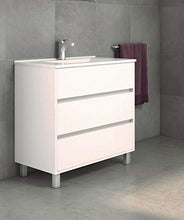 Mobile Bagno con Lavabo in Porcellana - con 3 Cassetti - Il Mobile è MONTATO - Modello Alcoa (80 cms, Bianco)