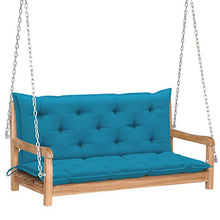 vidaXL - Altalena in legno di teak, con cuscino, altalena da giardino, terrazzo, esterno, 120 cm, colore: Blu chiaro