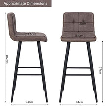 Duhome 2X Sgabelli da Bar Tessuto (Lino) Quadrato con Schienale Piedini in Legno Selezione Colore 5117A, Colore:Grigio, Materiale:Velluto