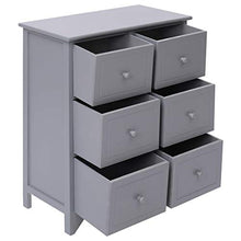 E E-NICES Armadietto con 6 Cassetti Grigio 60x30x75cm Legno di Paulownia