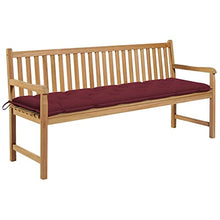 vidaXL Panca da Giardino e Cuscino Rosso Vino 175 cm Massello di Teak