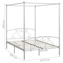 SKM Letto a Baldacchino Bianco in Metallo 140x200 cm (25kg)