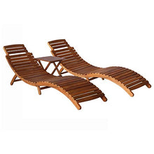 SKM Set Lettini Prendisole 2 pz con Tavolino in Massello di Acacia (32kg)