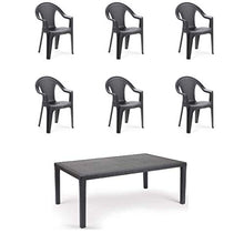 Tomaino Tavolo e sedie da Giardino in plastica Effetto Rattan
