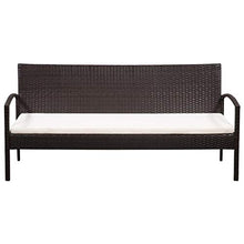 SKM Divano da Giardino a 3 Posti con Cuscini Marrone in Polyrattan