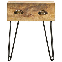 Festnight Comodino Camera da Letto Vintage in Legno Massello di Mango Comodino con 2 Cassetti,Tavolino da Salotto 40x30x50 cm