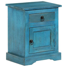 vidaXL Legno Massello di Mango Comodino 40x30x50 cm Blu Armadietto Cassettiera