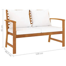 vidaXL Panca da Giardino 120 cm con Cuscino Crema in Legno di Acacia