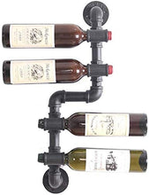 FWZJ Wall Mounted Retro 4 Bottles Wine Rack Hanging Water Pipe Wine Display Storage Stand Industrial Style Shelf Modern Minimalist Design for Wine Lovers