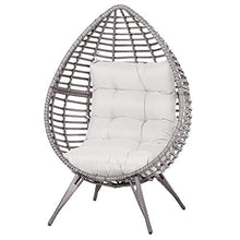 Outsunny Poltrona da Esterno in Rattan con Cuscino Grigio e Beige Forma a Goccia 101x89x156cm