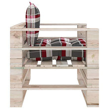 vidaXL Divano da Giardino Pallet Cuscini Rossi a Quadri Legno di Pino