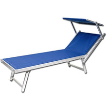 Lettino da spiaggia regolabile sdraio prendisole in alluminio blu