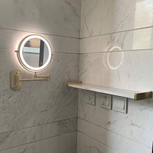 Specchio, Specchio cosmetico a Parete con luci ingrandimento 7X, Specchio da Bagno orientabile e allungabile a 360 °, Specchio per Il Trucco bifacciale con 3 impostazioni di Illuminazione, Specchio c