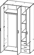 Esidra, Armadio a 3 Ante e 3 cassetti, 115x50x200cm