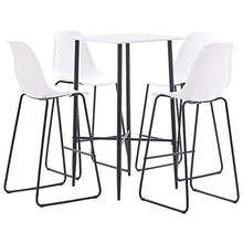Tidyard Set 5 pz da Bar, Set Tavolino Bar, Set di Mobili per Cucina, Set di Mobili da Balcone, Set Bar per la Casa, Set Tavolo e 4 Sedie da Bar Alti, in Plastica Bianco