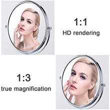 SHY Specchio per Il Trucco con luci, 8 Pollici Specchio per Trucco Specchio per Montaggio a Parete Specchio cosmetico con ingrandimento 3X Specchio da Bagno Doppio Lato d