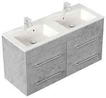 Set mobili bagno Helios grigio cemento incl. specchio a LED con funzione touch