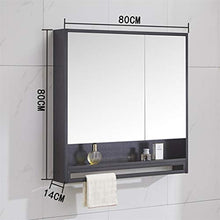 Armadietti a specchio Da Bagno Parete in Legno Massello Mobiletto da Bagno Mensola Specchio Cosmetico da Bagno (Color : Black, Size : 80 * 14 * 80cm)