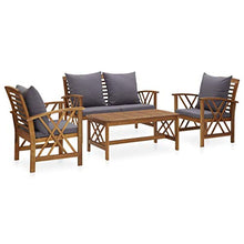 SKM Set Divani da Giardino 4 pz con Cuscini in Massello di Acacia (42.5kg) Marrone-7991