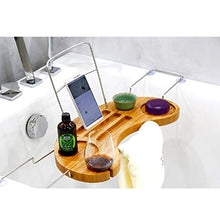 Ppy778 Supporto per Vasca da Bagno - Supporto per Telefono Cellulare Retrattile in bambù da Bagno Multifunzione