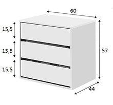 Dmora Cassettiera a Tre cassetti, Colore Bianco, cm 60 x 57 x 44