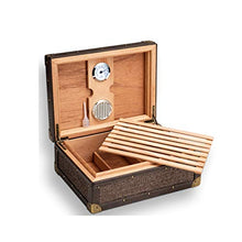 SMEJS Cigar Humidor Creativo di Sicurezza a Due Livelli a Quattro Zone Mat Antico Modello casa Cigar Box 50 Sticks Cigar Humidor Box