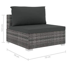 SKM Set Divani da Giardino 9 pz con Cuscini in Polyrattan Nero F