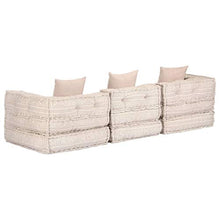 vidaXL Pouf Modulare a 3 Posti Comodo Ampio Divano Letto Robusto Resistente Durevole Solido Arredo Camera Mobile Imbottito Decorativo Beige in Tessuto