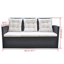 FAMIROSA Set da Pranzo da Giardino 6 pz con Cuscini in Polyrattan Nero