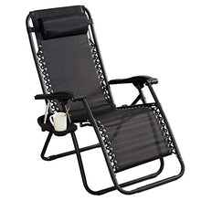 Soul Case Sedia Oversize a gravità Zero, reclinabile Pieghevole per Patio con portabicchieri e poggiatesta, Supporto 350 libbre, per Esterno, Campeggio, Giardino, Patio, Prato, Nero, Medio