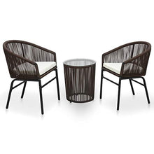 SKM Set da Bistro 3 pz con Cuscini in Rattan PVC Marrone