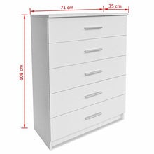 Cassettiera in Truciolato 71x35x108 cm Bianca