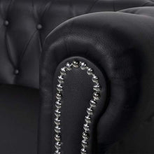 vidaXL Divano Chesterfield classico in ecopelle nero 3 posti per casa ufficio