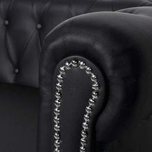 SKM Divano Chesterfield a 3 Posti in Pelle Artificiale Nero - Arredi Casa