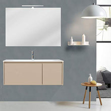 OrionShop Mobile Bagno Sospeso Leda da 100cm Tortora Opaco con Lavabo Specchio e Lampada LED Inclusi