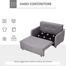 homcom Divano Letto 2 in 1 con Vano Contenitore e Design Moderno, Letto Singolo, Imbottito e Rivestito in Lino Grigio
