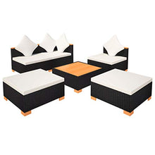 vidaXL Set Divani da Giardino 6 pz con Cuscini in Polyrattan Nero Sofa Esterni
